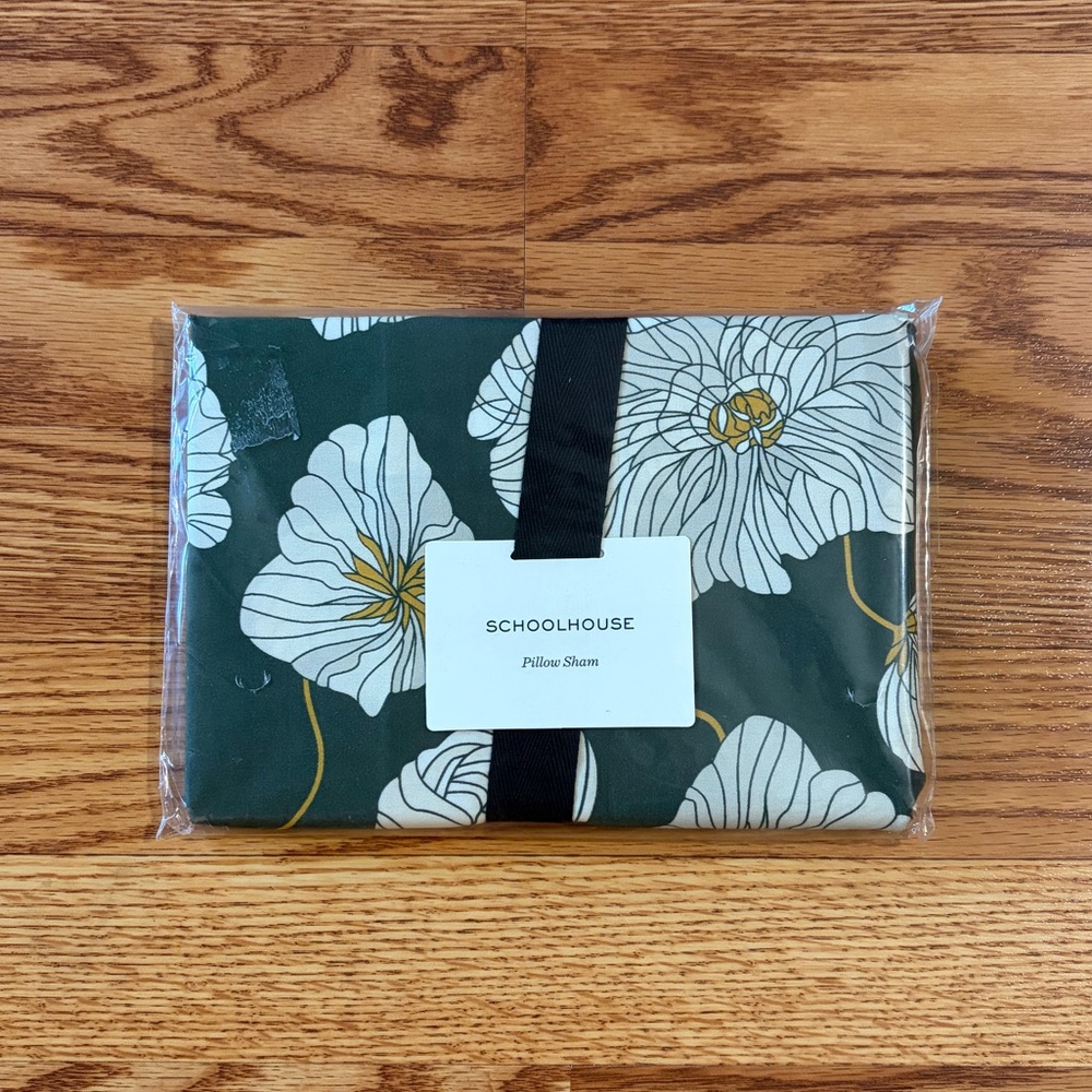 NEW Schoolhouse Blooming Field Green Euro Pillow Sham